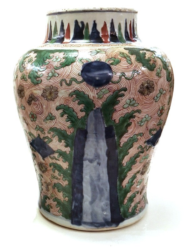 Decorative urn-type vase Ming in blue enamelled ceramic, large model