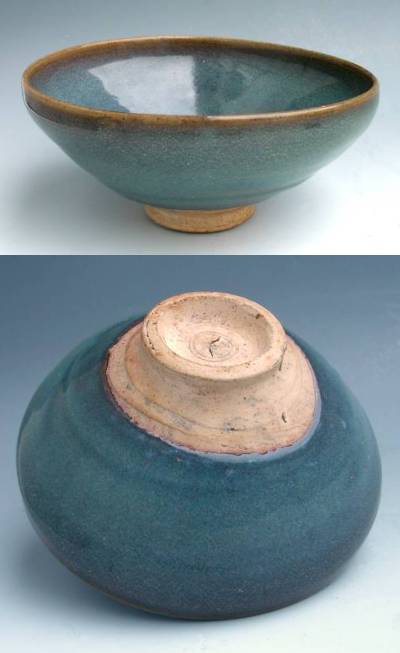 Chinese Old Jun Kiln Blue Crackle Glaze Red Spot Pattern Porcelain Bowl 